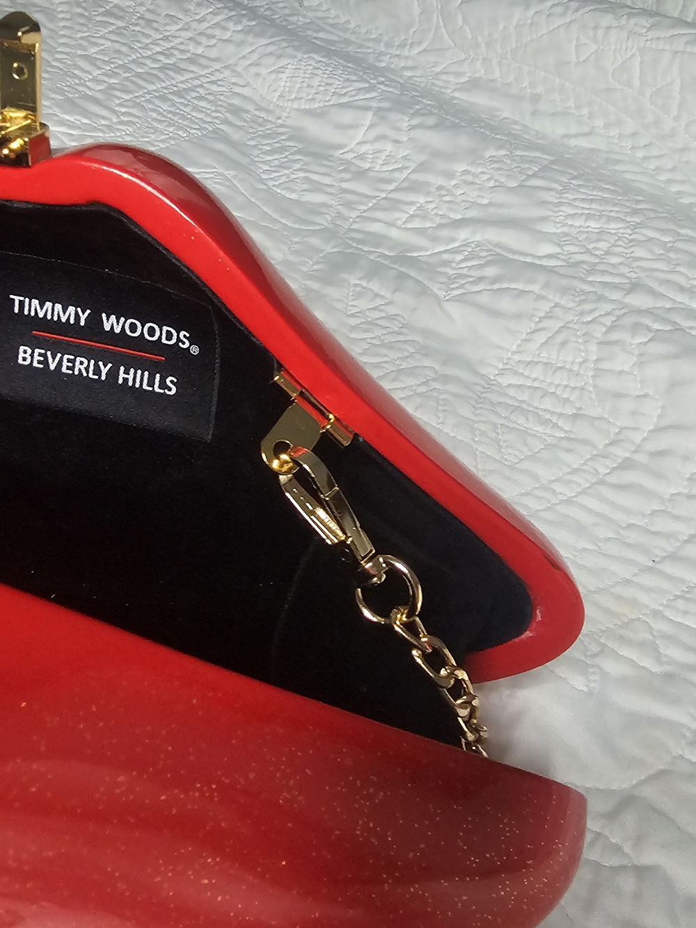 Timmy Woods of Beverly Hills- Acacia Wood- Red Lips Handbag/Purse- NWT/Retired - Picture 6 of 10